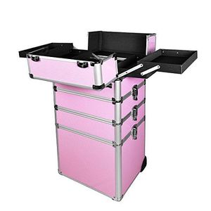 Beauty Aluminum Makeup Screw Storage Case, Makeup Artist Rolling Cosmetic Train Case