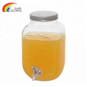 Dispenser Toples Minuman Kaca Bening 4L Cemerlang