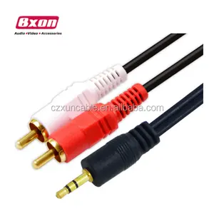 Beixonn 1.5m זהב rca כבל אודיו וידאו כבל 2 rca כדי 3.5mm כבל