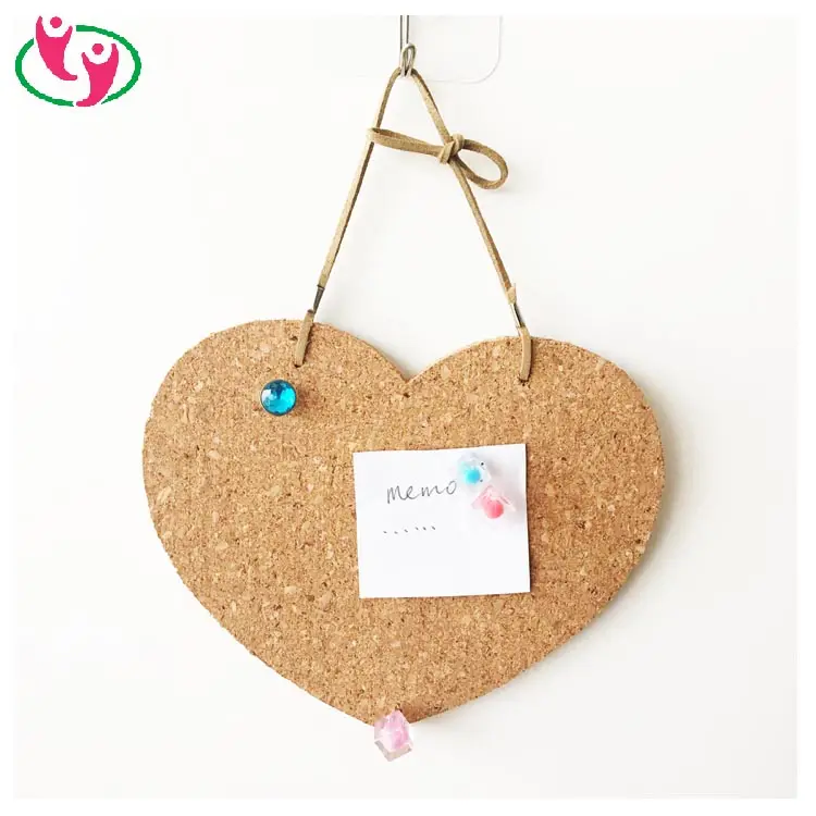 Novelty Heart Shape Cork Message Board with string