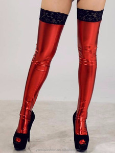 Haut en dentelle Faux cuir, tenue de club pour femmes, <span class=keywords><strong>bas</strong></span> rouge, <span class=keywords><strong>noir</strong></span>, cuisse haute, Sexy, <span class=keywords><strong>bas</strong></span> mouillé, vinyle fétiche, Costumes de Pole Dance, nouvelle collection - Product Image 4