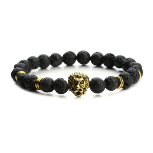 Shinkiki — <span class=keywords><strong>Bracelet</strong></span> à la mode en tête <span class=keywords><strong>de</strong></span> Lion doré pour hommes, <span class=keywords><strong>Bracelet</strong></span> en pierre <span class=keywords><strong>de</strong></span> <span class=keywords><strong>lave</strong></span> mate, bijoux animaux, célèbre marque - Product Image 4
