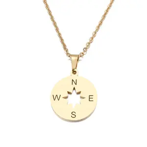 <span class=keywords><strong>Ciondolo</strong></span> <span class=keywords><strong>Bussola</strong></span> in Acciaio Inossidabile Placcato Argento/Oro <span class=keywords><strong>con</strong></span> Catena, Minimalista e di Tendenza, per Bambini e Donne - Product Image 1