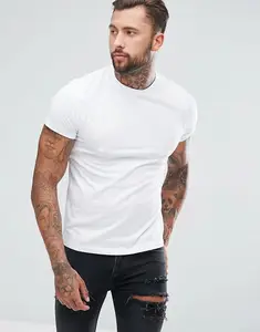 Camiseta masculina de algodão 100%, camiseta em branco lisa de grandes dimensões
