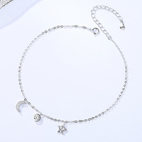 925 Sterling Silver Chất Liệu Vàng Trắng Trăng Và Sao Vòng Chân Cho Cô Gái