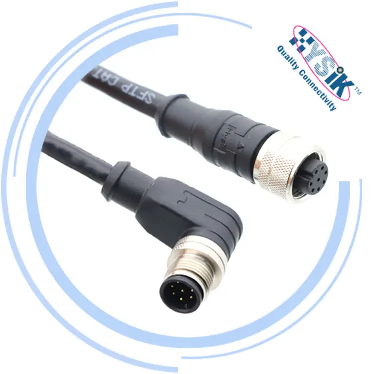 m12 electrical wire connector ip67 male to female waterproof m12 cable 2pin 3pin 4pin 5pin conector m12 for led outdoor lighting
