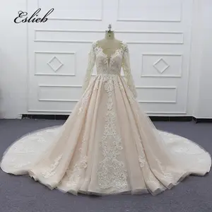 Foto Asli 100% Gaun Pernikahan Sampanye Gaun Bola Gaun Pengantin Gaun Pengantin Gaun Pesta 2019