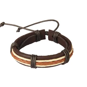 2021 Hot Sale Mens Braided Leather Bracelet Braided PU Leather Rope Bracelets