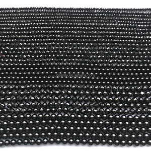 <span class=keywords><strong>Spinelle</strong></span> noire naturelle ronde de qualité A perle de pierre précieuse bijoux en pierre semi-précieuse bracelet et collier à bricoler soi-même - Product Image 4
