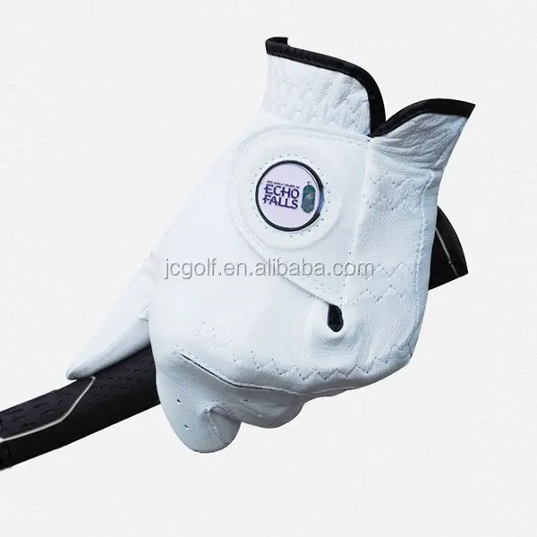 White PU synthetic leather driving golf glove with ball marker