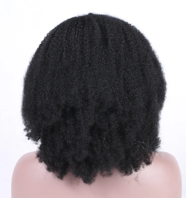 Wig Rambut Manusia Keriting Afro UNTUK WANITA HITAM Kutikula Selaras Rambut Perawan Peru Wig Rambut Manusia Depan Hitam Alami