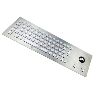 Chiếu sáng backlit không thấm nước công nghiệp gồ ghề thép không gỉ PC bàn phím với Trackball quang - Product Image 5