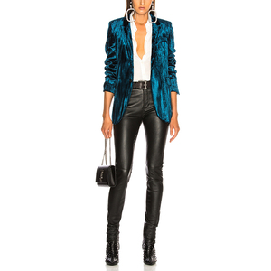 <span class=keywords><strong>Giacca</strong></span> <span class=keywords><strong>Blazer</strong></span> in Velluto Blu Scuro da Donna con Bottoni e Maniche Lunghe per Ufficio all'Ingrosso - Product Image 5