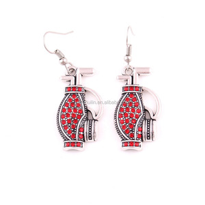 E0171 <span class=keywords><strong>Yiwu</strong></span> Huilin Bijoux usine en gros bouteille de vin forme crochet boucles d'oreilles accessoires De Sport de golf sac à dos boucle d'oreille - Product Image 4