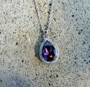 Sofias Amulett Prinzessin Halskette Lila Strass Halskette die Erste Kostüm Dark Purple Oval Tropfen