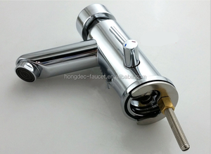 Mitigeur de lavabo contemporain chromé laiton à fermeture automatique Robinet d'action retardateur de lavabo - Product Image 3