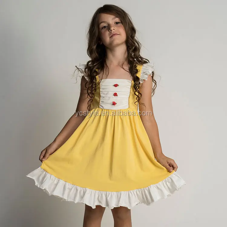 Robe Twirly tricotée à la main vêtements de fille de fleur en tissu 95% coton 5% spandex