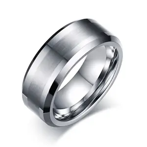 8毫米男士碳化钨戒指OBE饰品批发男士女士时尚订婚结婚戒指斜面哑光舒适贴合