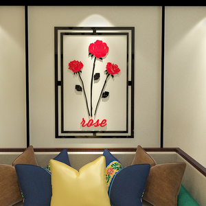 Cornice decorativa adesivo murale fiore di peonia <span class=keywords><strong>per</strong></span> divano sfondo sala da pranzo arte murale decorazioni murali - Product Image 2