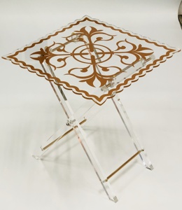 <span class=keywords><strong>Esotico</strong></span> tavolo da tè mobili in oro e di colore chiaro da tavolo pieghevole per la casa o all'aperto fatta da plexiglass - Product Image 2