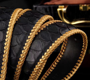 3.8cm de largeur véritable peau de serpent, matériau de peau de viper sans boucle ceintures en cuir sangles - Product Image 2