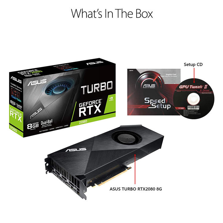 ASUS GeForce TURBO RTX 2080 8G中古グラフィックスカード8GB GDDR6
