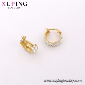 Pendientes de Aro Simples de Acero Inoxidable con Incrustaciones de Circonitas, Color Oro de 24K, Modelo <span class=keywords><strong>E</strong></span>-611 xuping, para Mujer - Product Image 4