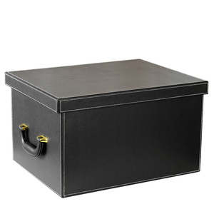 Bac de rangement domestique avec couvercle en <span class=keywords><strong>cuir</strong></span> PU, conteneur empilable pour l'organisation de la chambre, bac de rangement pour décorations de Noël - Product Image 6