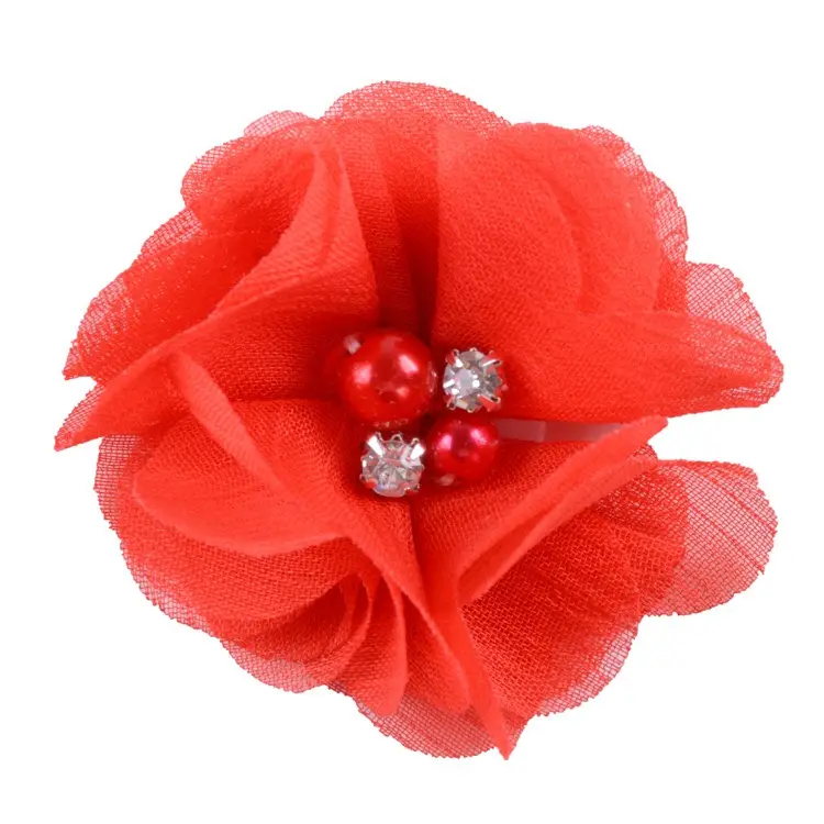 Kleine en pure en verse parel chiffon bloemen voor de baby meisjes voor kleding of haar accessoires