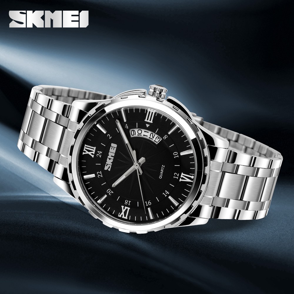 Men's Luxury Skmei 9069 Quartz Watch - Stainless Steel, 30m