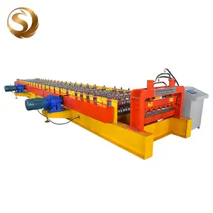 CNC línea de producción caminar placa de piso de acero cubierta de rollo que forma la máquina