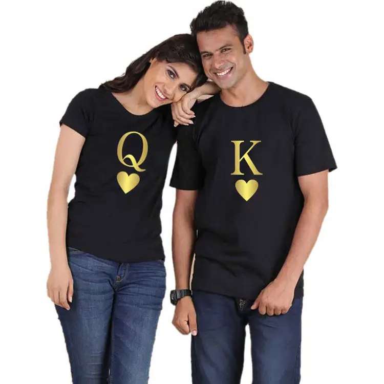 Logo personalizzato amore disegno di corrispondenza manica corta t-shirt per le coppie