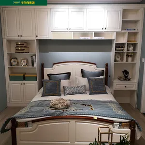 シンプルなスタイルの簡単なデザイン組み立てられたリビングルームベッドルーム家具ベッド木製ドレッシング衣類収納ワードローブ食器棚