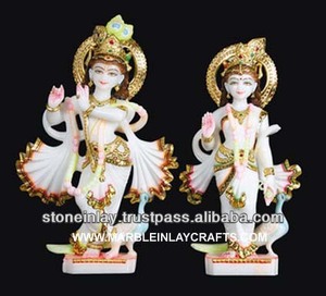 Statue de dieu en marbre blanc, Radha Krishna en - Product Image 1