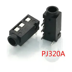 3.5毫米母音频连接器4针DIP耳机插孔插座PJ-320A PJ320A音频接口音频插孔黑色