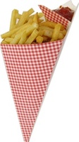 Cono de Papel Recubierto para Papas Fritas con Soporte para Salsa, para Servir Papas Fritas, Pizza, Sushi, Uso Industrial