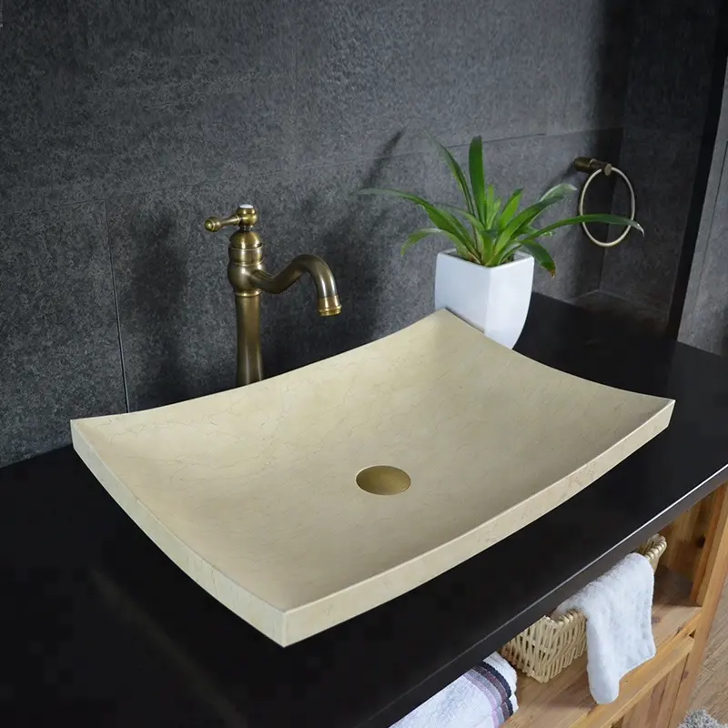 Natural Granite Sink Marble Counter Top Wash Basin for Washroom