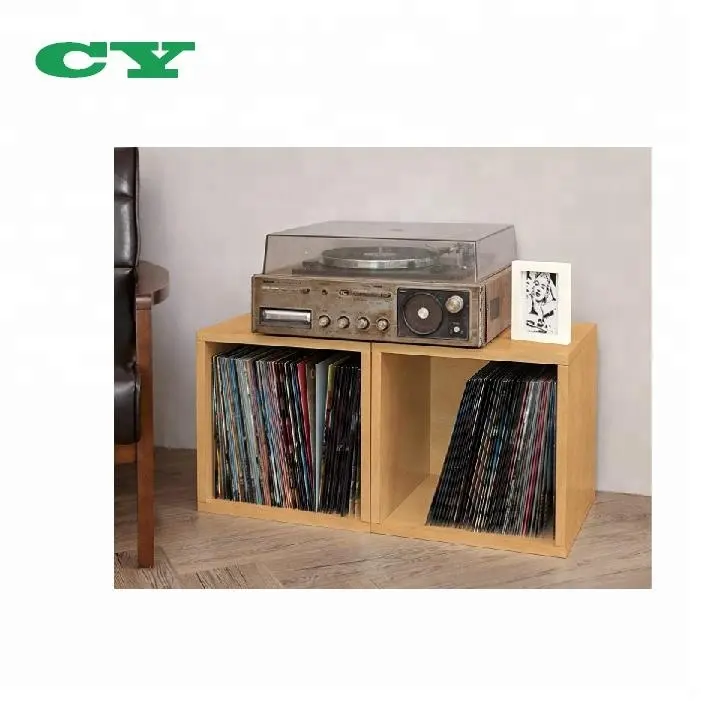Wooden Vinyl Record Storage Cube Stackable LP Record Album Shelf