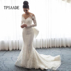 Appliques 2025 pizzo gonna staccabile manica lunga sirena <span class=keywords><strong>abito</strong></span> da <span class=keywords><strong>sposa</strong></span> YF033 - Product Image 3