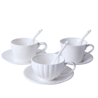 Ensemble de tasses à café en céramique blanche, personnalisées, élégantes, en porcelaine, pièces
