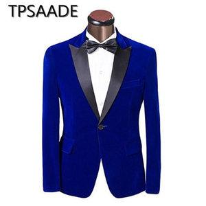 Mens Velluto di Cotone Ha Raggiunto Il Picco Risvolto Smoking Dello Casual Blazer Abiti <span class=keywords><strong>Slim</strong></span> <span class=keywords><strong>Fit</strong></span> Cappotti Giacche Solo Un <span class=keywords><strong>Cappotto</strong></span> - Product Image 2