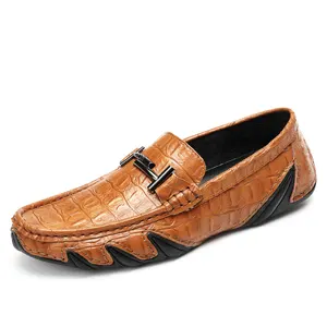 Fashion casual big size comfortable breathable split leather loafers shoes men