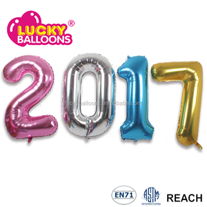 Alta calidad EN71 aprobado fuente del partido al por mayor de helio globos metalizados número gigante personalizado 34 ''azul - Product Image 6