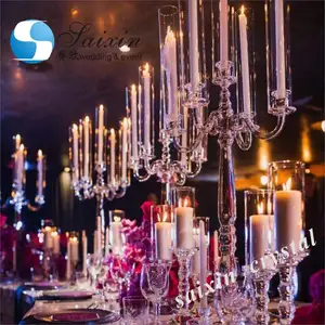 Wedding Decoration Supplies 5 Arms Candelabra Clear Candle Holder Centerpiece High Quality Crystal Candelabra