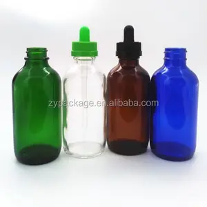 Wholesale empty 1/2 1 oz 2 oz 4 oz 8 oz 16 oz 32 oz 2 4 ounce brown amber clear colbalt blue boston round glass dropper bottles