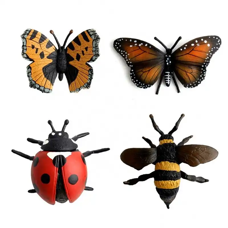Figurines miniatures en forme d'insecte pour enfants, jouets éducatifs, 25 cm, 8 pièces, Simulation de papillon, ccinella, sauterelle, Mantis