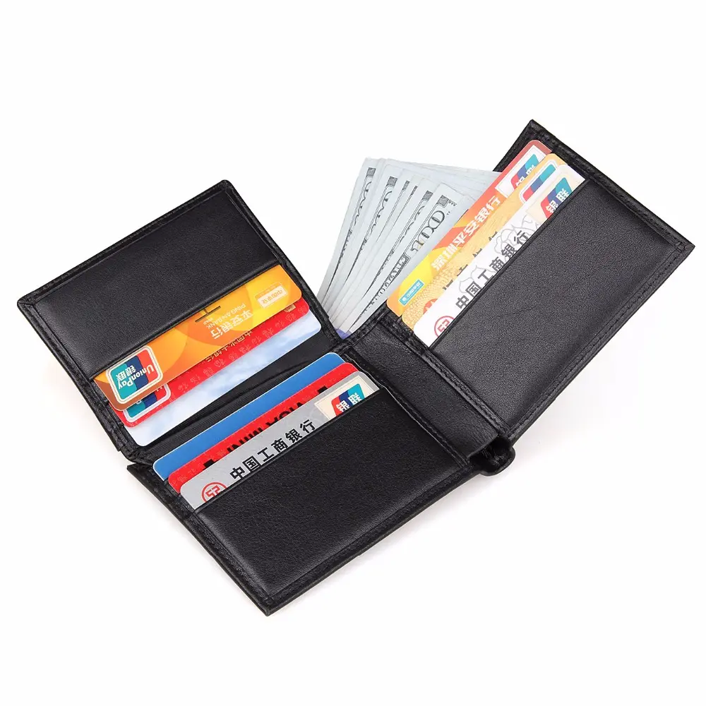 2022 Vintage Men Luxury Genuine Leather Wallet black Short Slim Male Money Clip Credit Card Holder Wallet Purses for men