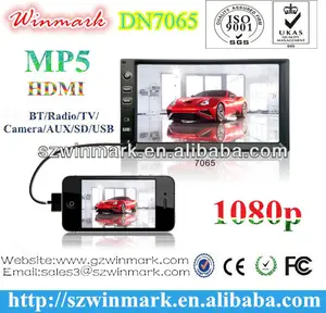 DN7065 7 "2din Car MP5 с входом HDMI, синхронного отображения AV мобильного телефона и поддерживает GSP / BT / Радио / ТВ / Фото