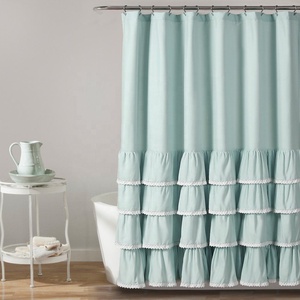 2023 Hot Bestselling Products <strong>Cheap</strong> Bulk Wholesale Fancy Design Turquoise Ruffle <strong>Shower</strong> <strong>Curtain</strong> - Product Image 3