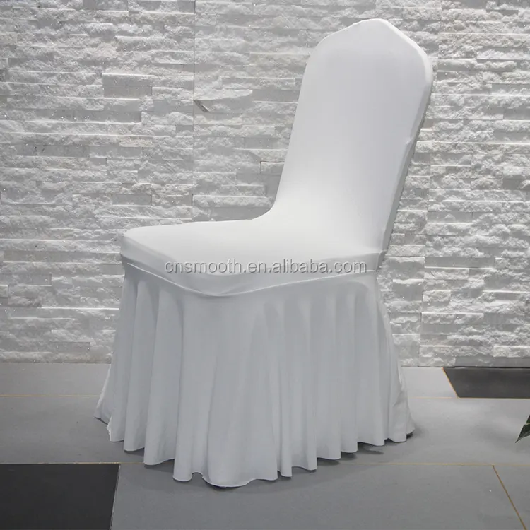 新しいスタイルの生地の白い椅子は結婚式の折りたたみスカートをカバーしています